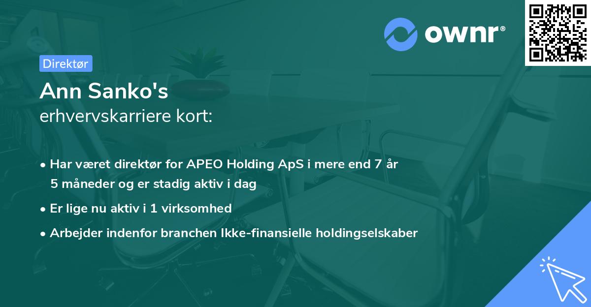 Ann Sanko's erhvervskarriere kort