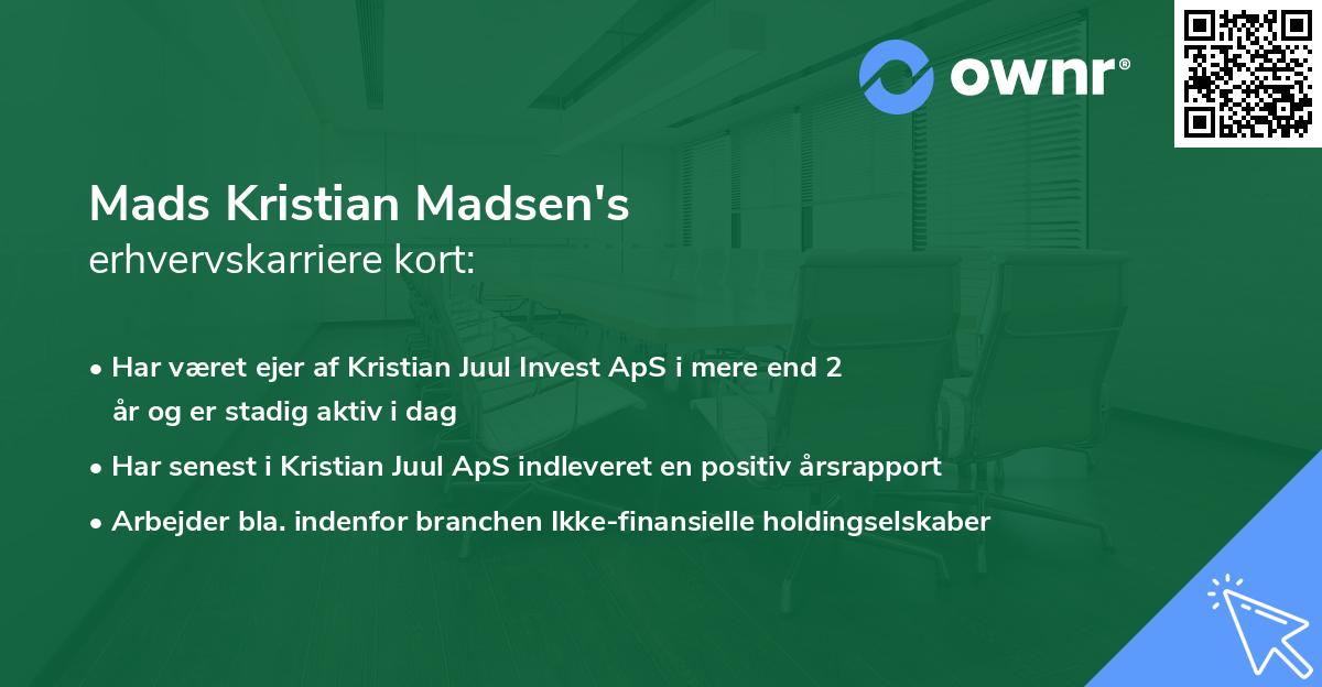 Mads Kristian Madsen's erhvervskarriere kort