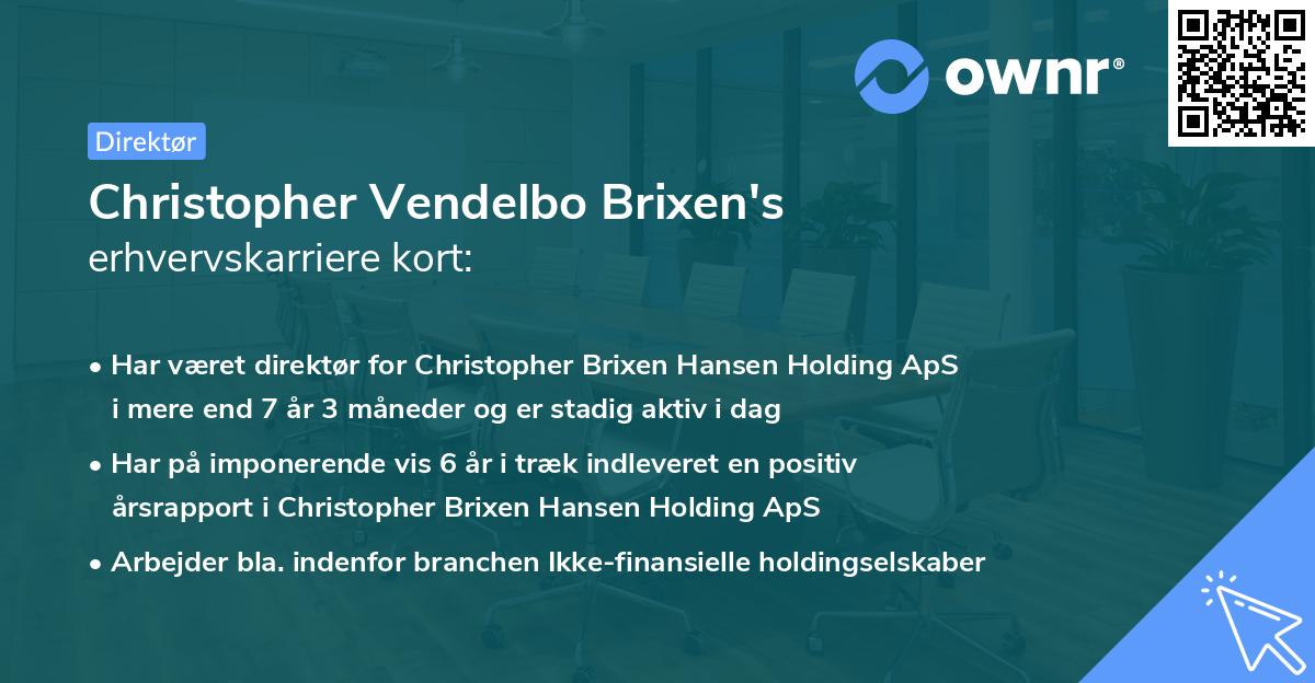 Christopher Vendelbo Brixen's erhvervskarriere kort