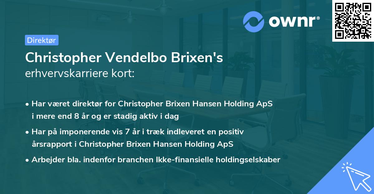 Christopher Vendelbo Brixen's erhvervskarriere kort