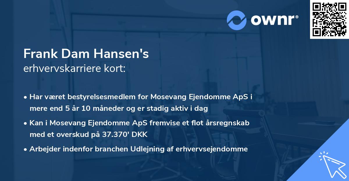 Frank Dam Hansen's erhvervskarriere kort