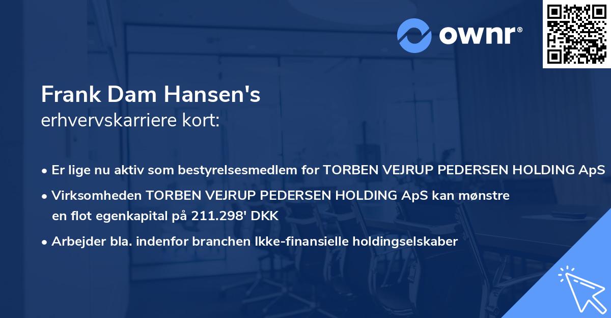 Frank Dam Hansen's erhvervskarriere kort