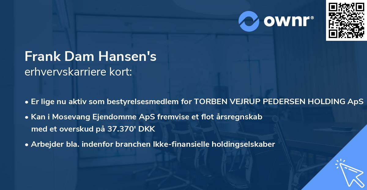 Frank Dam Hansen's erhvervskarriere kort