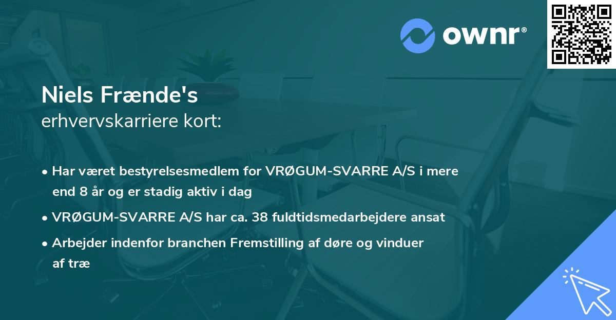 Niels Frænde's erhvervskarriere kort