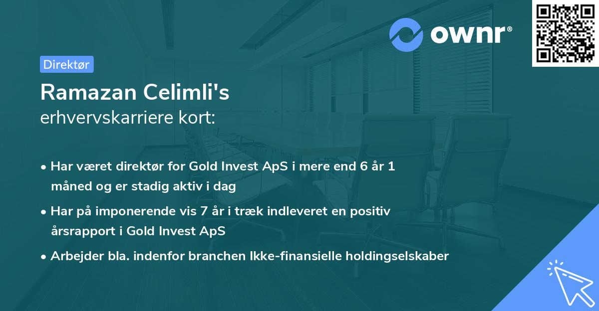 Ramazan Celimli's erhvervskarriere kort