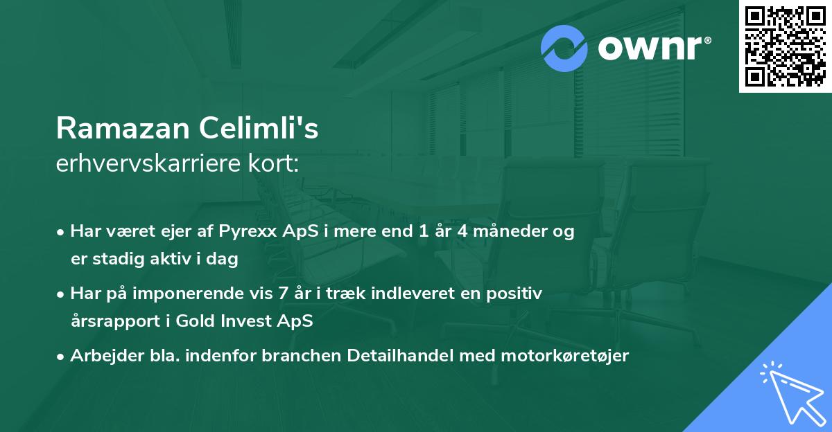 Ramazan Celimli's erhvervskarriere kort