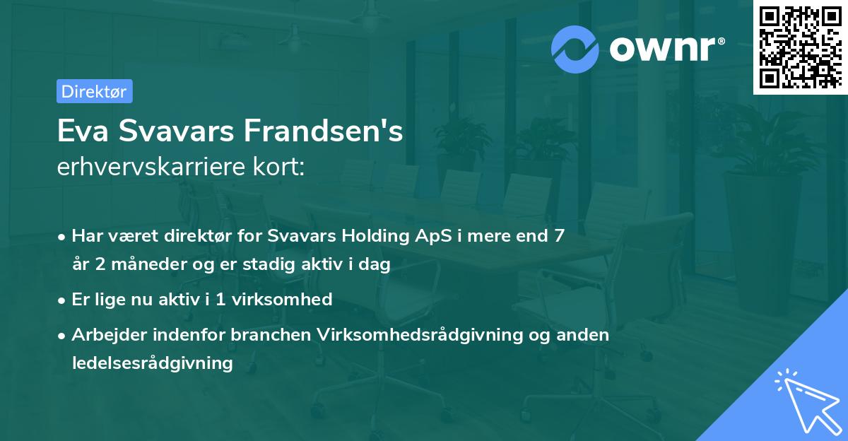 Eva Svavars Frandsen's erhvervskarriere kort