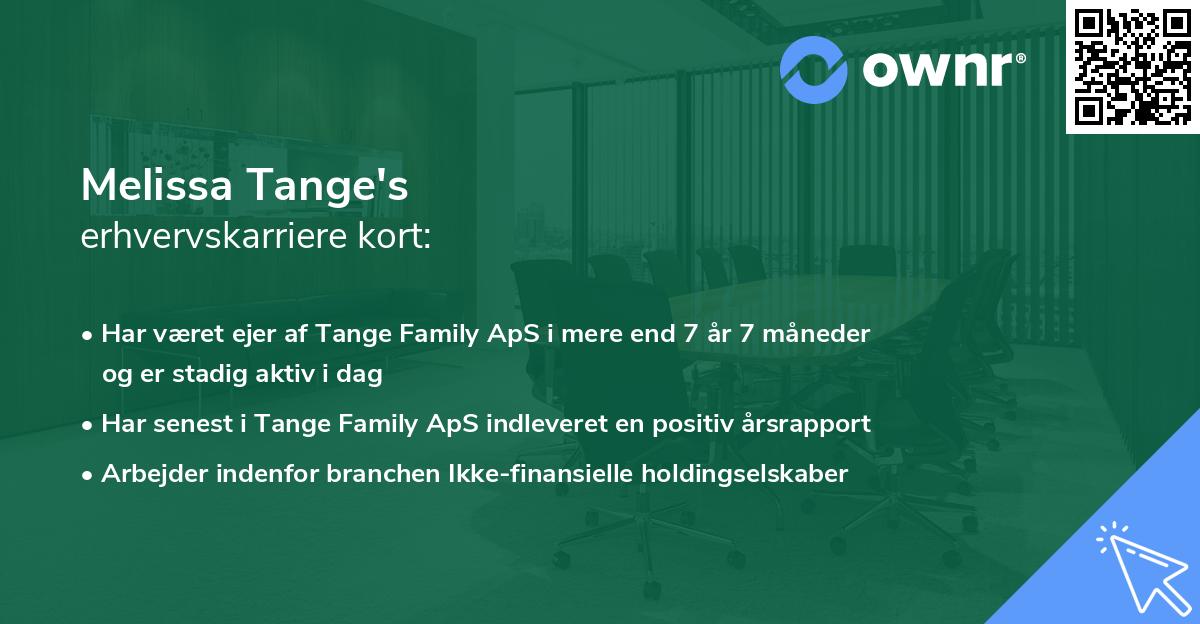 Melissa Tange's erhvervskarriere kort