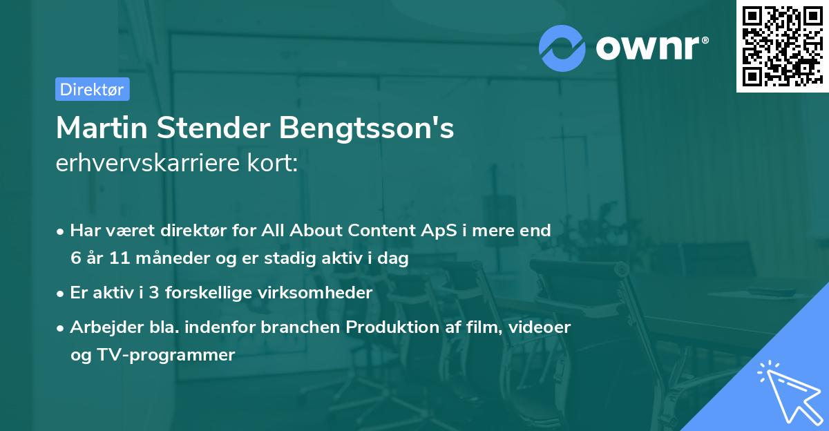 Martin Stender Bengtsson's erhvervskarriere kort