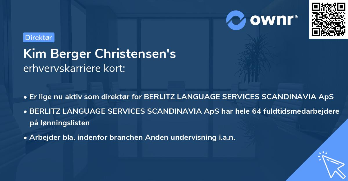 Kim Berger Christensen's erhvervskarriere kort