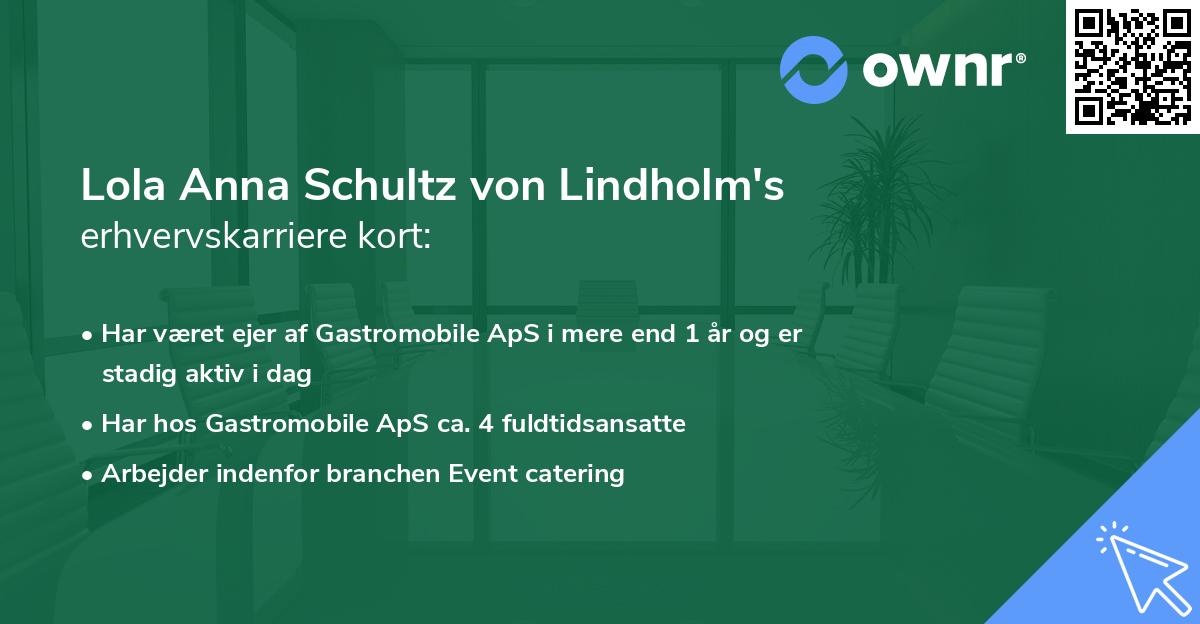 Lola Anna Schultz von Lindholm's erhvervskarriere kort