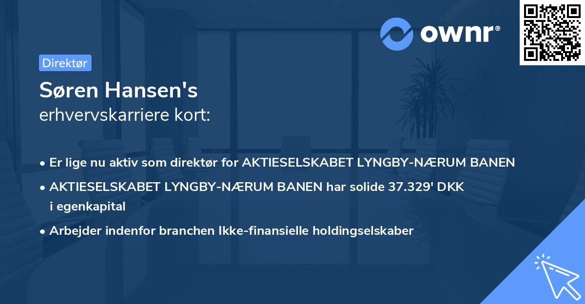 Søren Hansen's erhvervskarriere kort