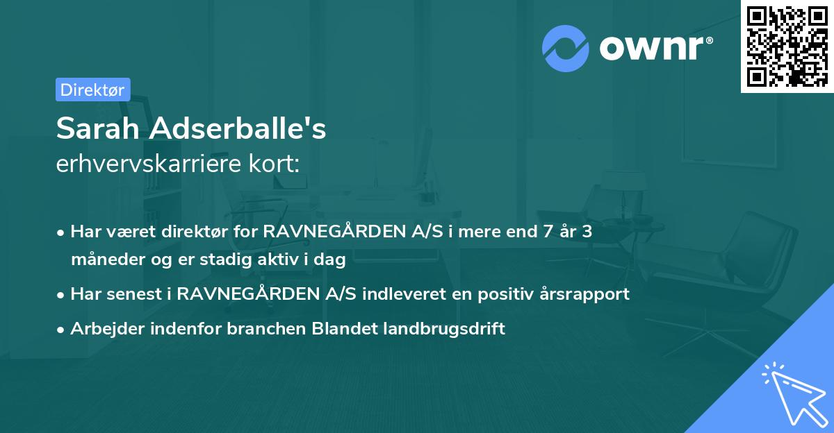 Sarah Adserballe's erhvervskarriere kort