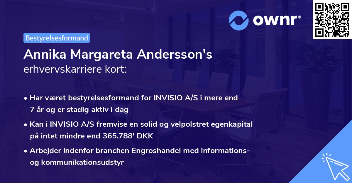 Annika Margareta Andersson's erhvervskarriere kort