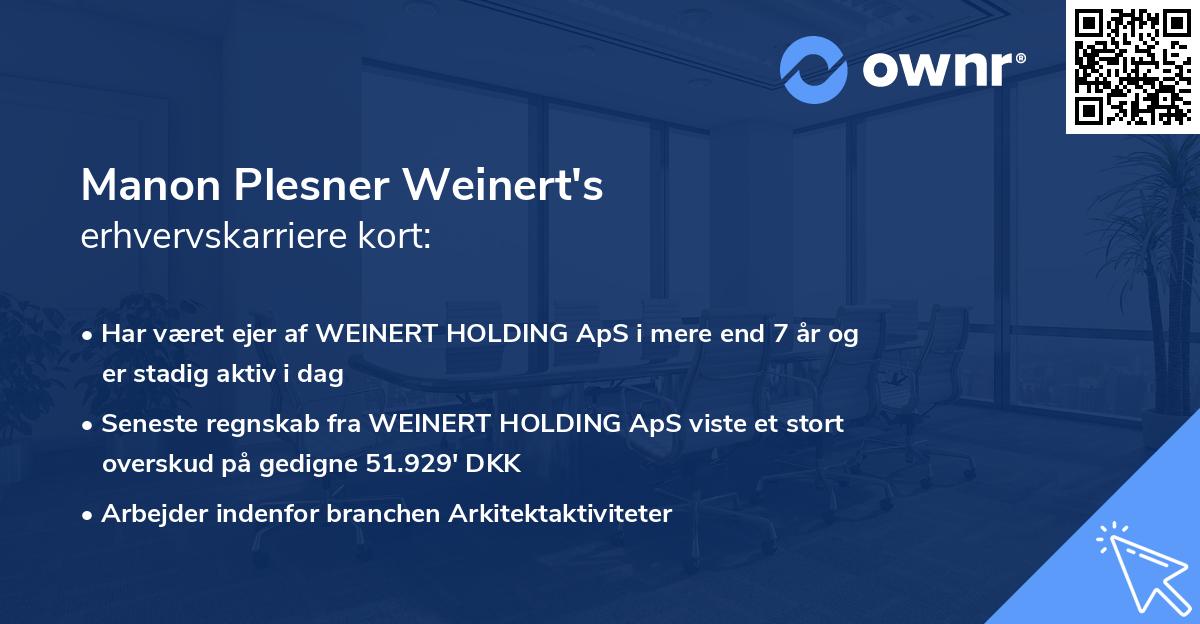 Manon Plesner Weinert's erhvervskarriere kort