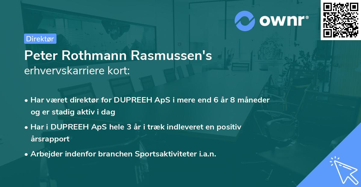 Peter Rothmann Rasmussen's erhvervskarriere kort