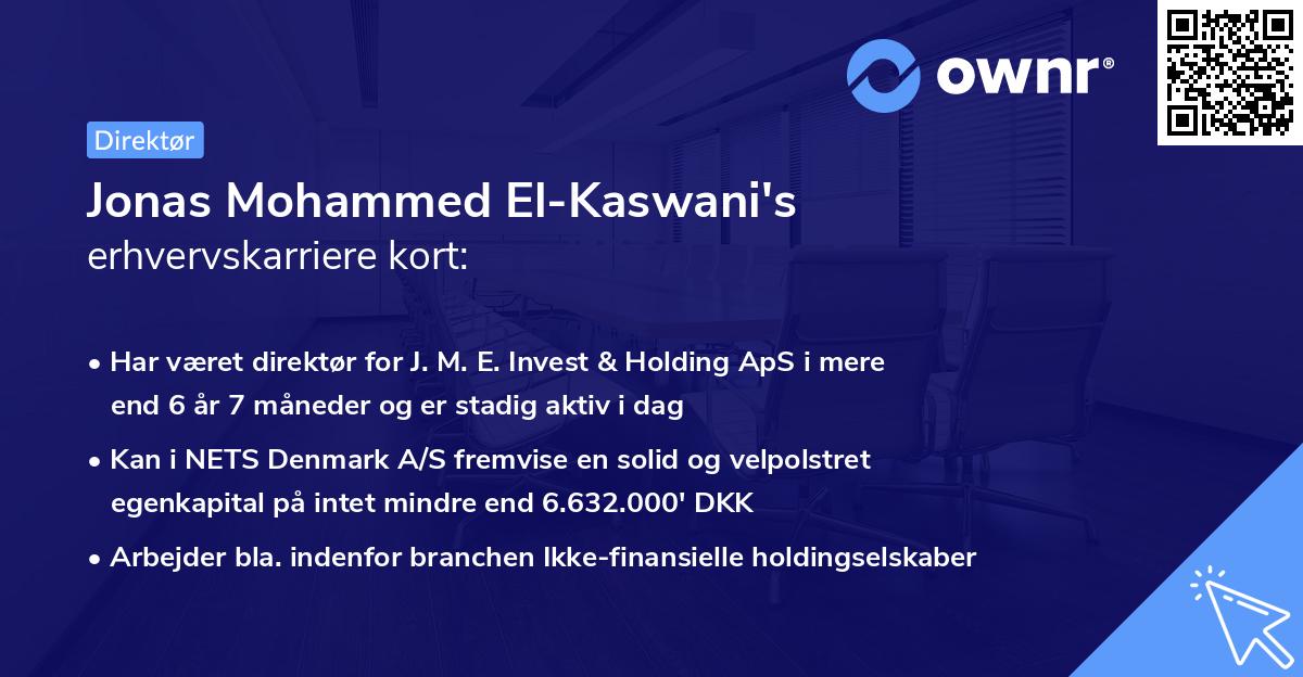Jonas Mohammed El-Kaswani's erhvervskarriere kort