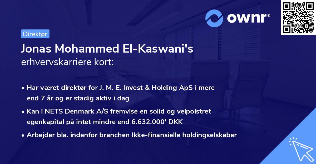 Jonas Mohammed El-Kaswani's erhvervskarriere kort