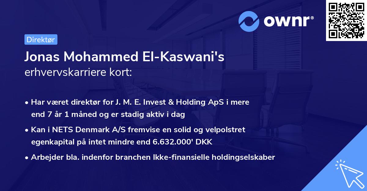 Jonas Mohammed El-Kaswani's erhvervskarriere kort