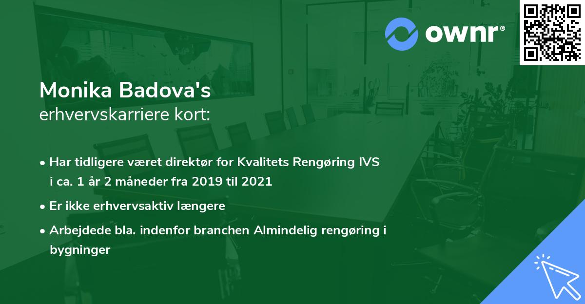 Monika Badova's erhvervskarriere kort