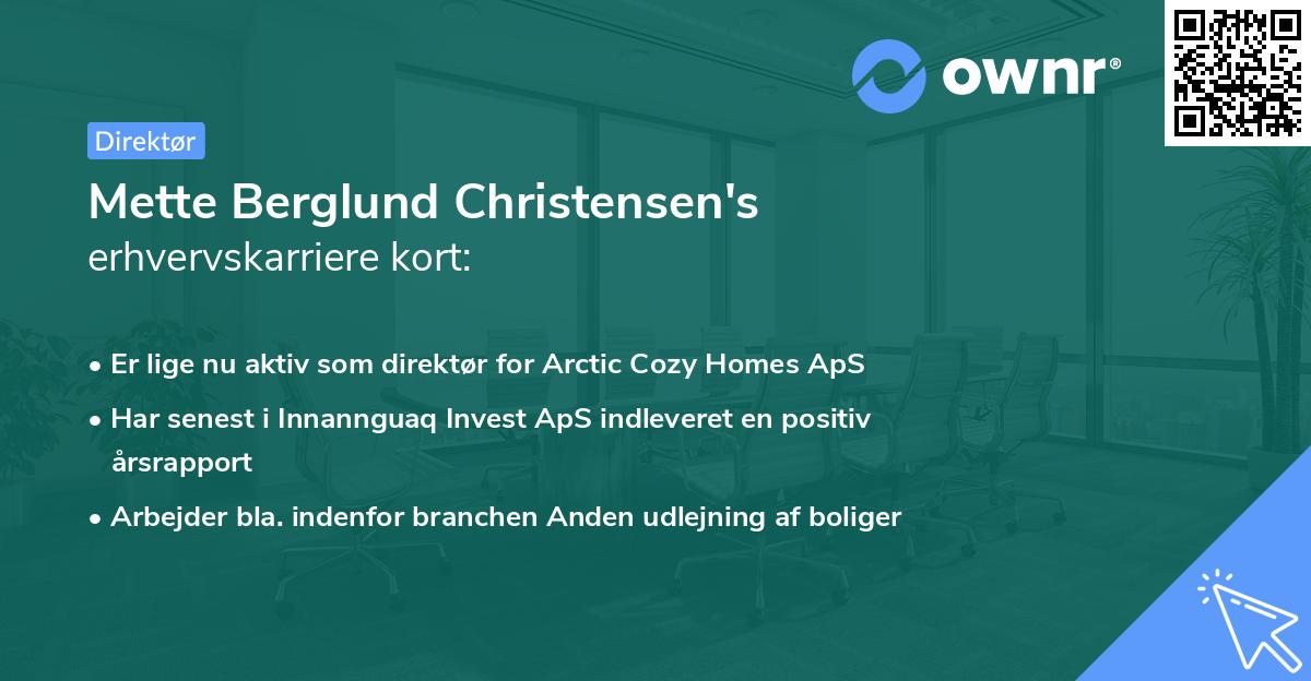 Mette Berglund Christensen's erhvervskarriere kort
