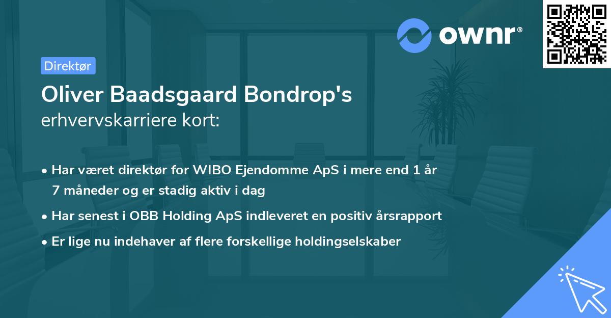 Oliver Baadsgaard Bondrop's erhvervskarriere kort