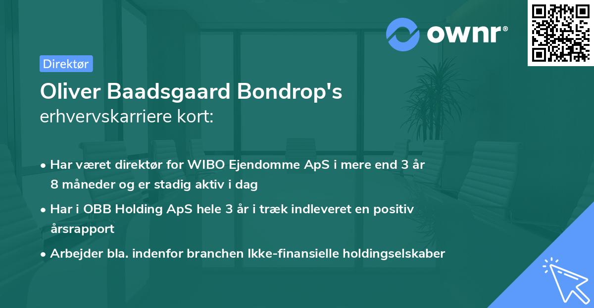 Oliver Baadsgaard Bondrop's erhvervskarriere kort