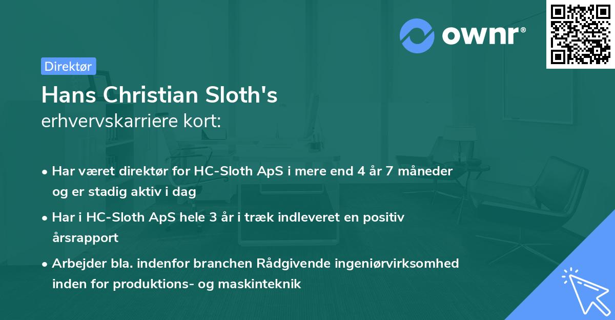 Hans Christian Sloth's erhvervskarriere kort