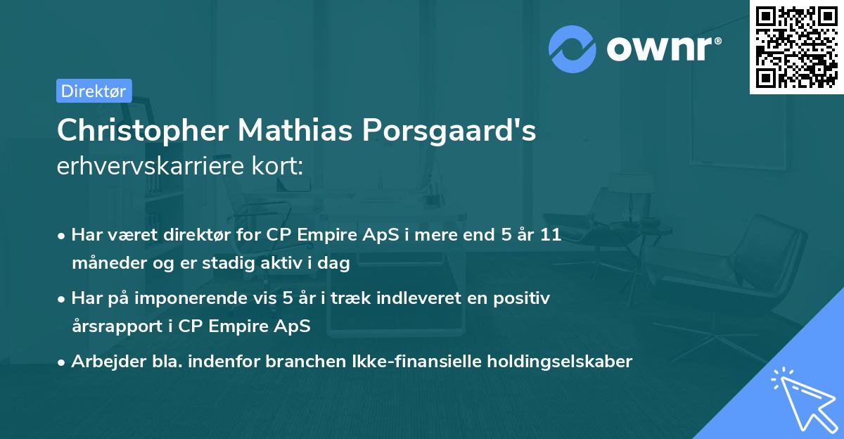 Christopher Mathias Porsgaard's erhvervskarriere kort