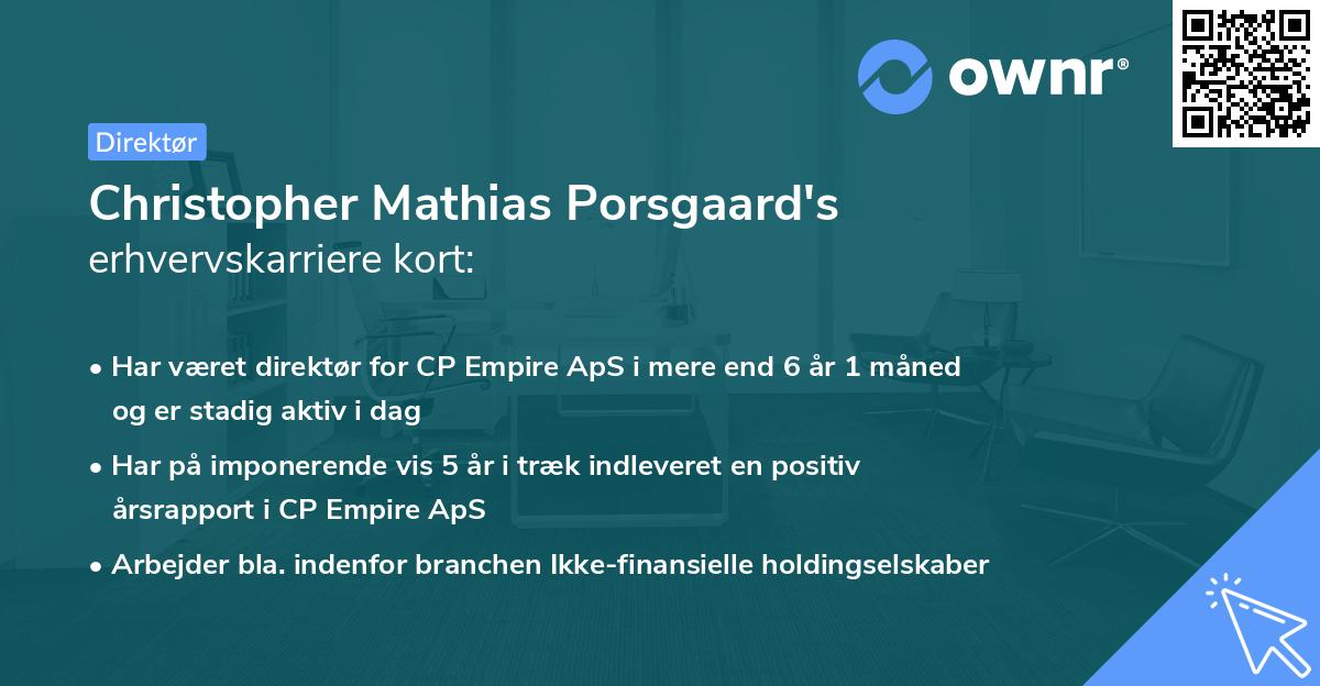 Christopher Mathias Porsgaard's erhvervskarriere kort