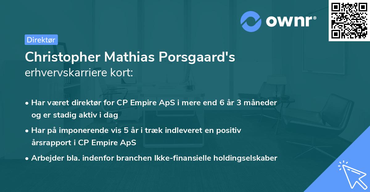 Christopher Mathias Porsgaard's erhvervskarriere kort