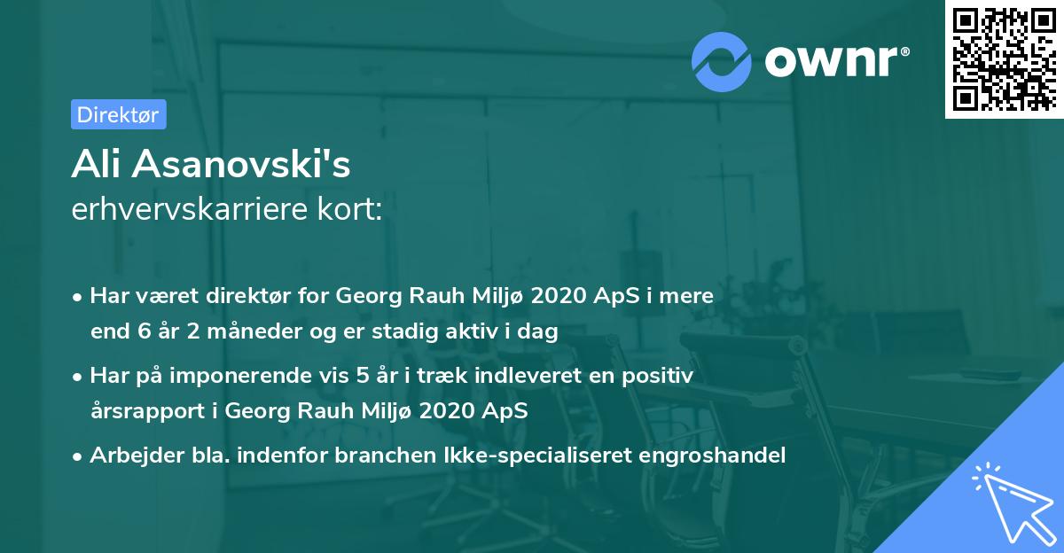 Ali Asanovski's erhvervskarriere kort