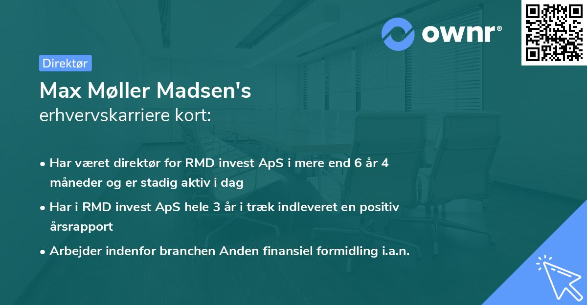 Max Møller Madsen's erhvervskarriere kort