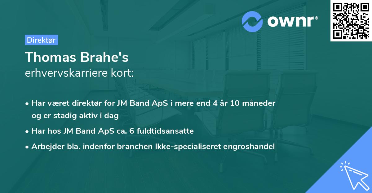 Thomas Brahe's erhvervskarriere kort