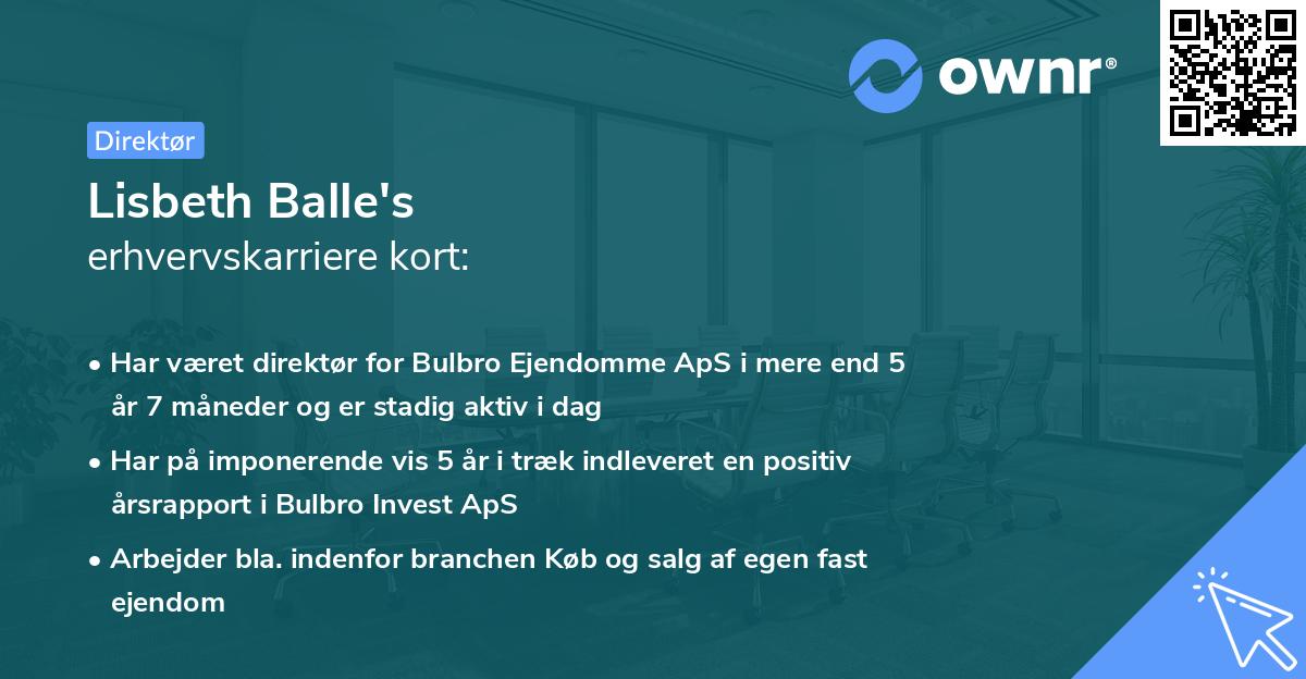 Lisbeth Balle's erhvervskarriere kort