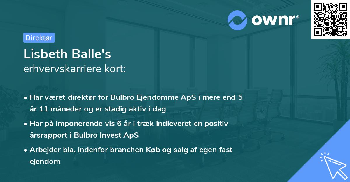 Lisbeth Balle's erhvervskarriere kort