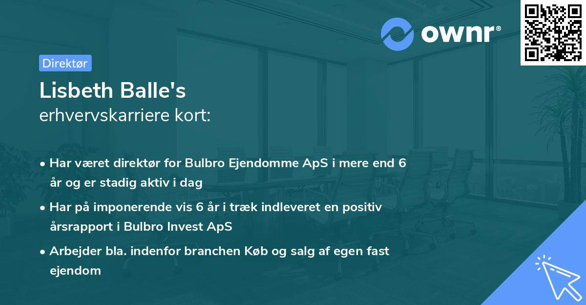 Lisbeth Balle's erhvervskarriere kort