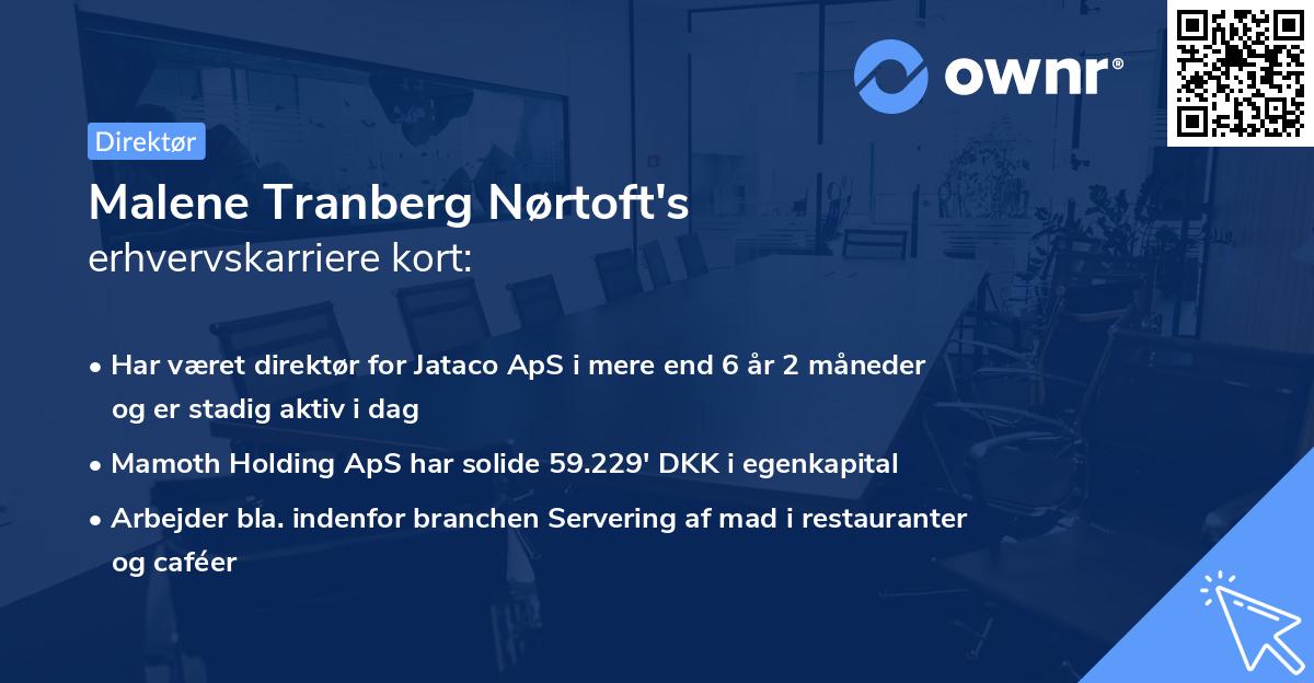 Malene Tranberg Nørtoft's erhvervskarriere kort