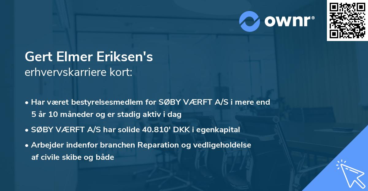 Gert Elmer Eriksen's erhvervskarriere kort