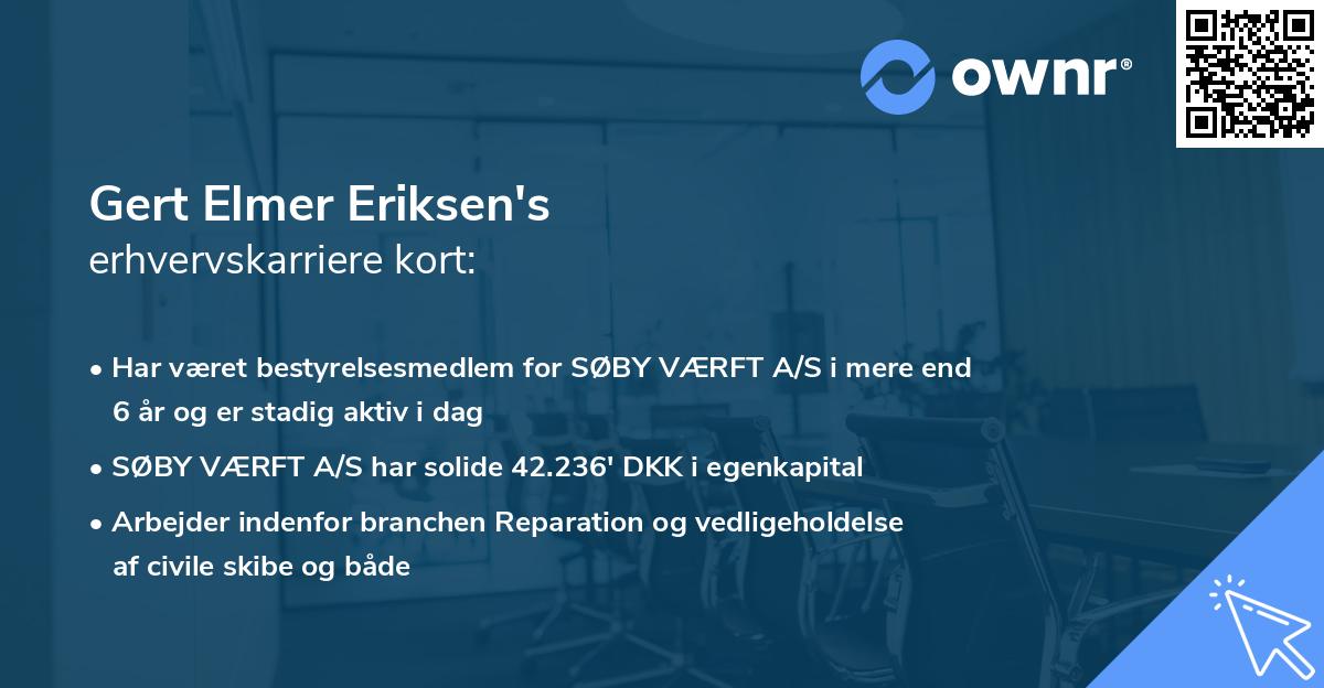 Gert Elmer Eriksen's erhvervskarriere kort