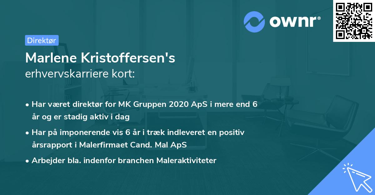 Marlene Kristoffersen's erhvervskarriere kort