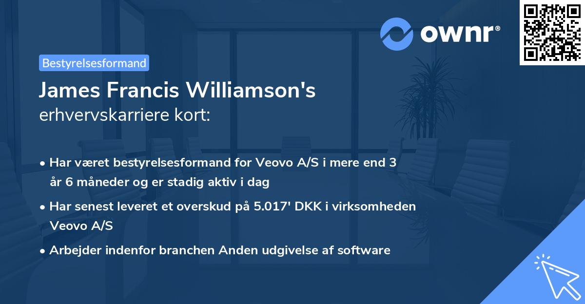 James Francis Williamson's erhvervskarriere kort