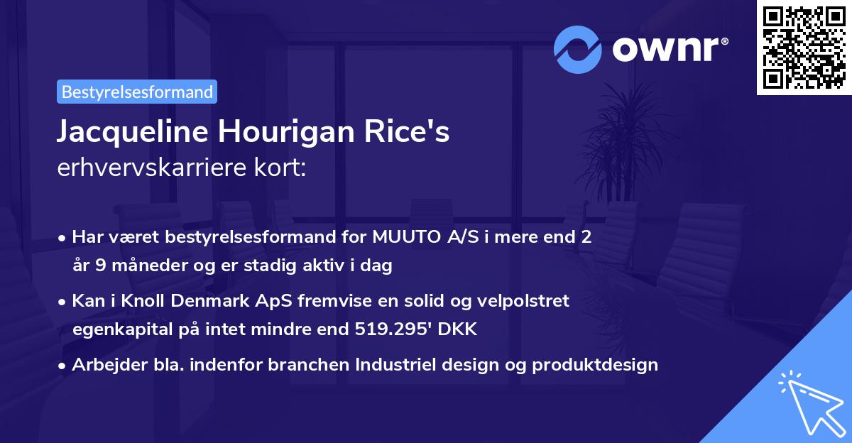 Jacqueline Hourigan Rice's erhvervskarriere kort