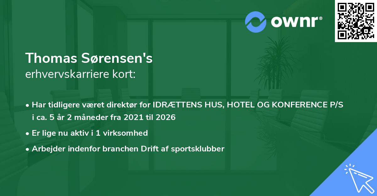 Thomas Sørensen's erhvervskarriere kort