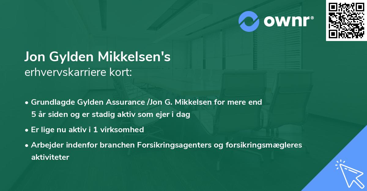 Jon Gylden Mikkelsen's erhvervskarriere kort