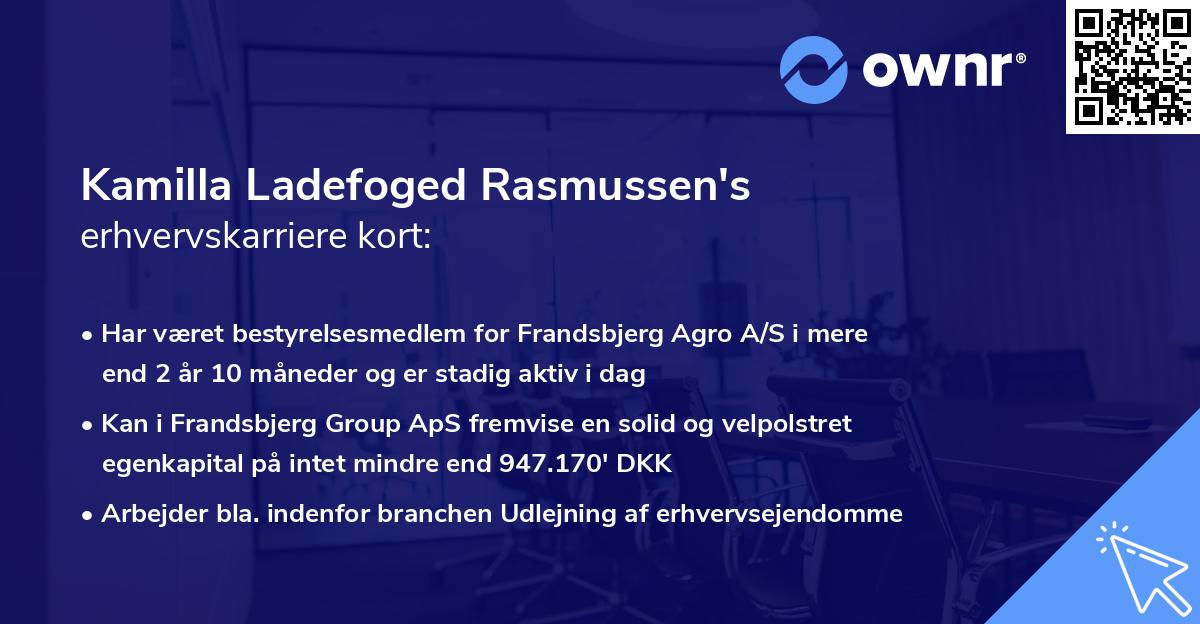 Kamilla Ladefoged Rasmussen's erhvervskarriere kort