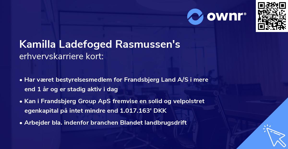 Kamilla Ladefoged Rasmussen's erhvervskarriere kort