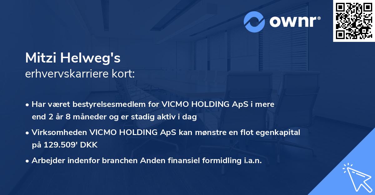 Mitzi Helweg's erhvervskarriere kort