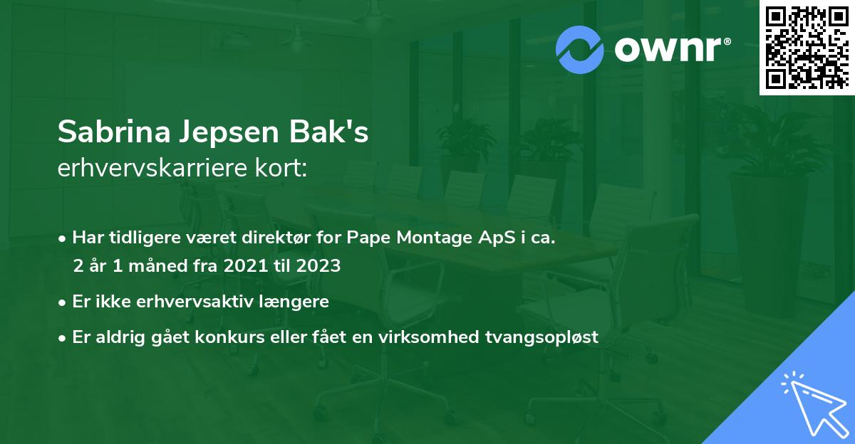 Sabrina Jepsen Bak's erhvervskarriere kort
