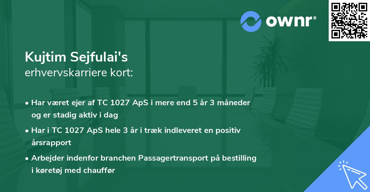 Kujtim Sejfulai's erhvervskarriere kort
